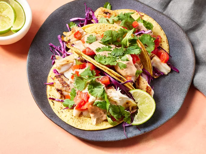 Grilled Fish Tacos with Chipotle-Lime Dressing