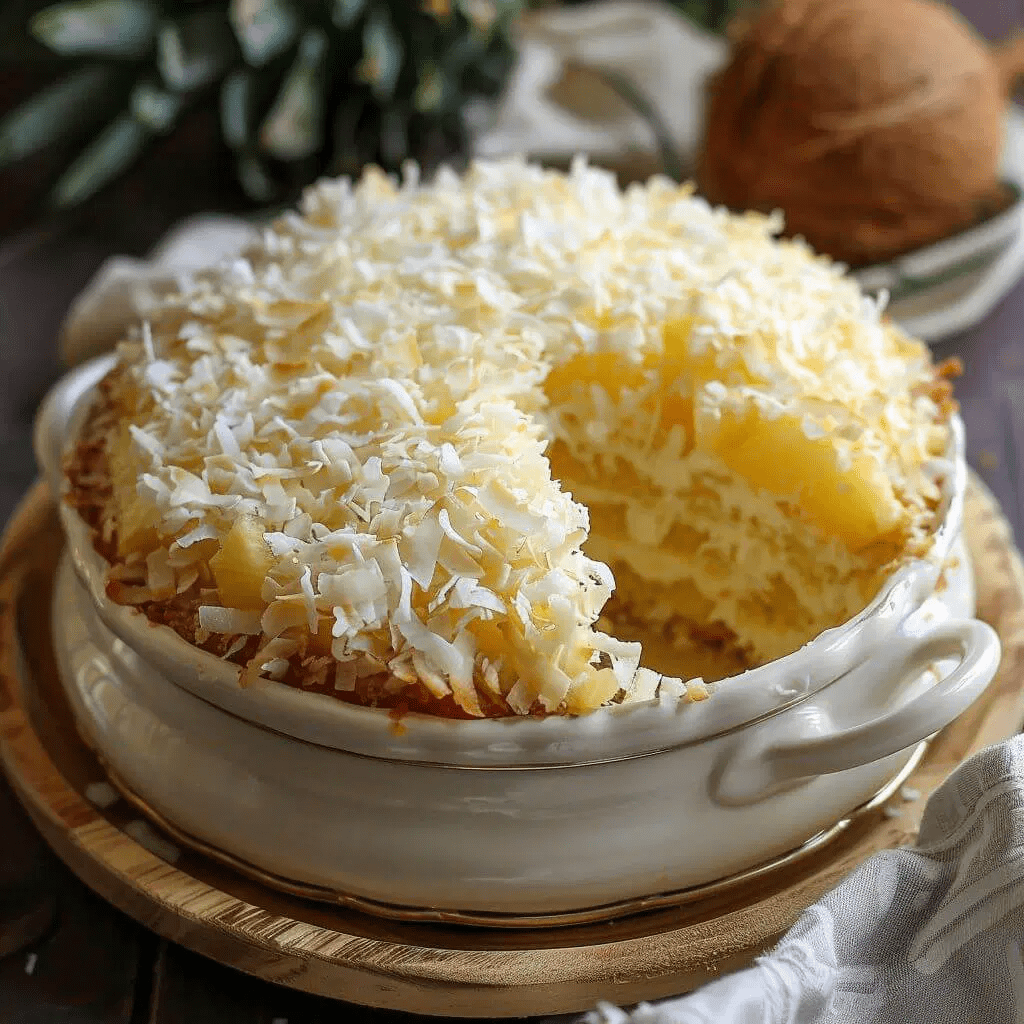 Tropical Pineapple Coconut Cake with a Sweet Surprise Filling