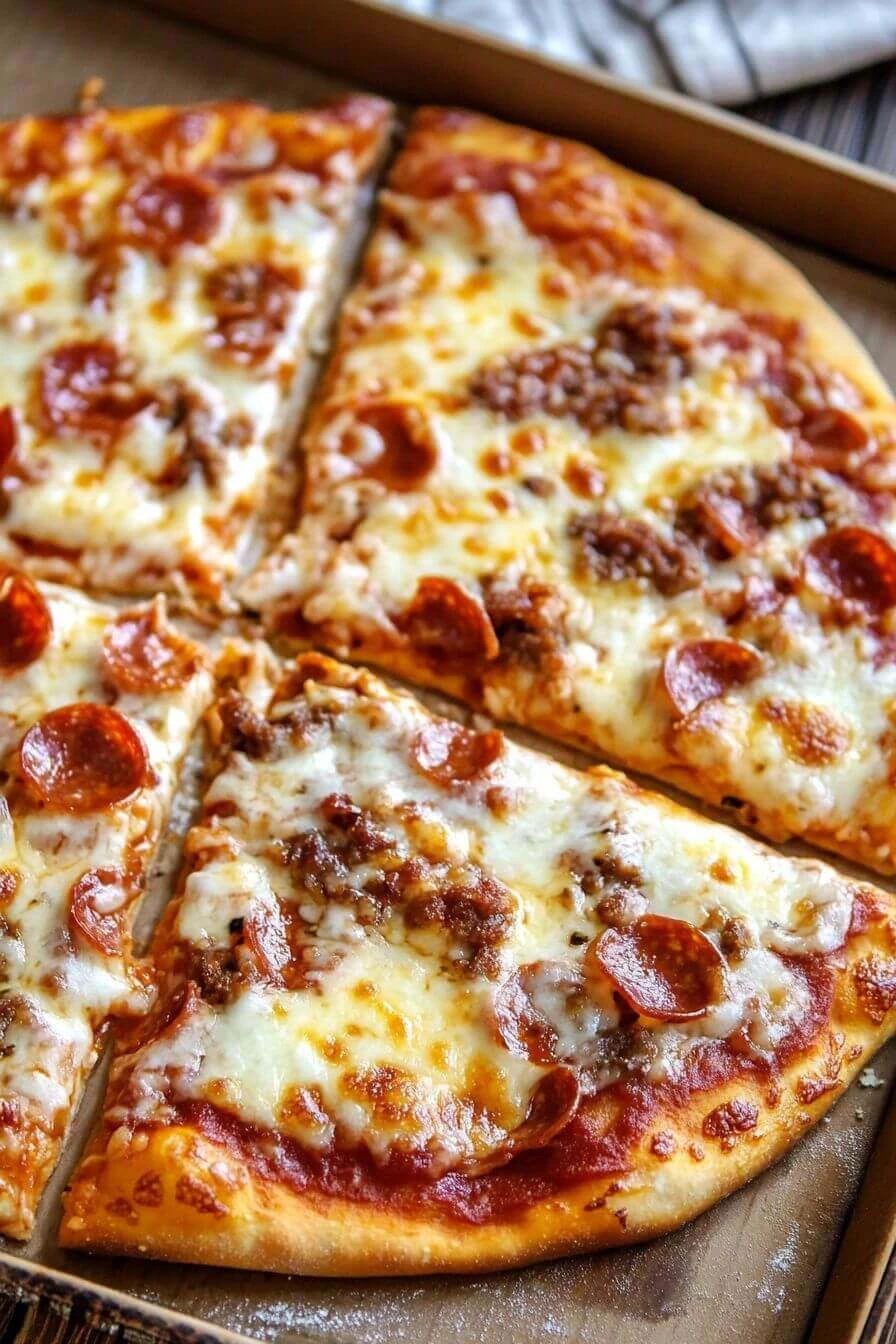 Cafeteria Pizza with Pepperoni and Cheese