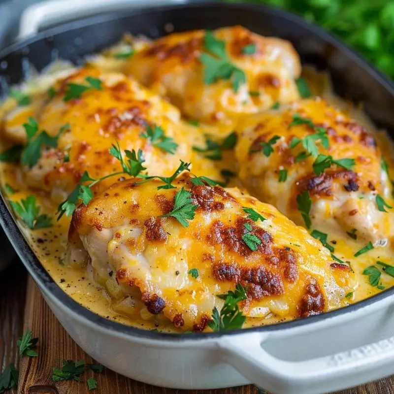 Creamy Smothered Sour Cream Chicken with Cheddar Cheese