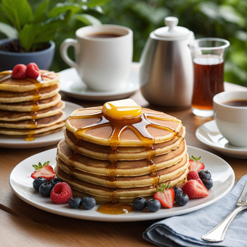 Fluffy Banana Pancakes with Maple Syrup