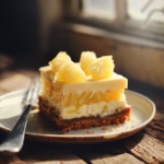 Pineapple Cheesecake Squares with golden crust and pineapple topping
