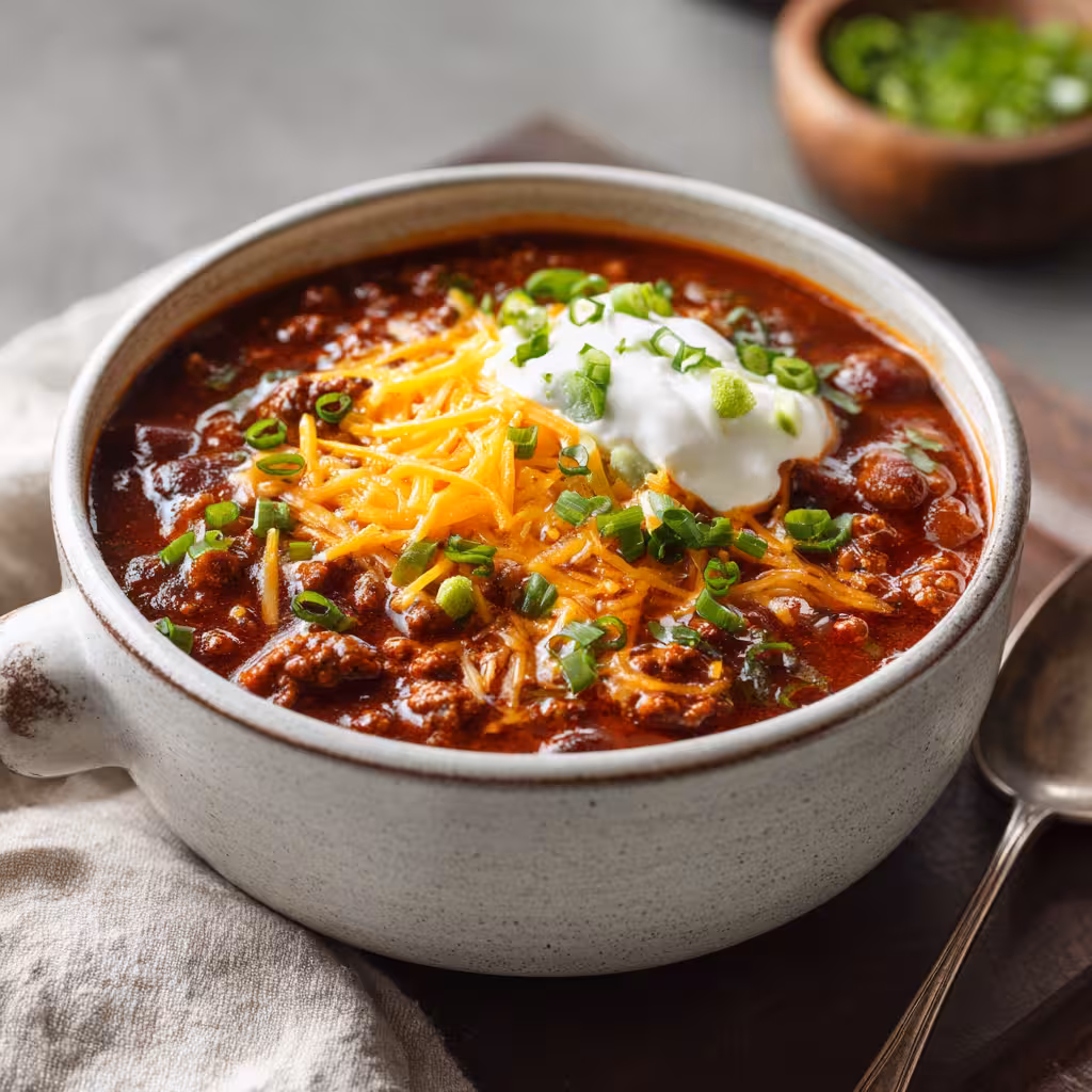 Easy Homemade Chili simmering in Dutch oven
