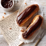 Chocolate eclairs recipe with homemade choux pastry and glossy glaze