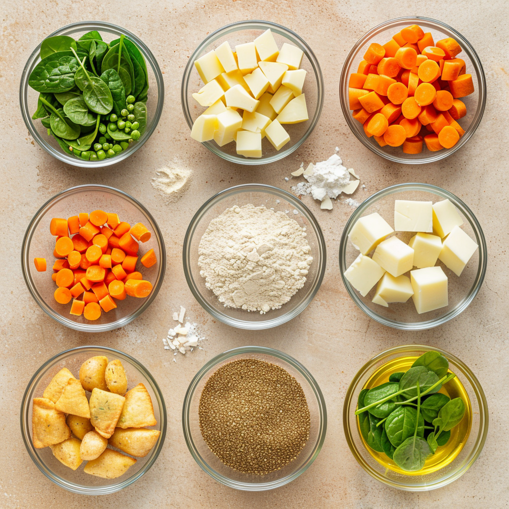 Ingredients for healthy vegetable samosas