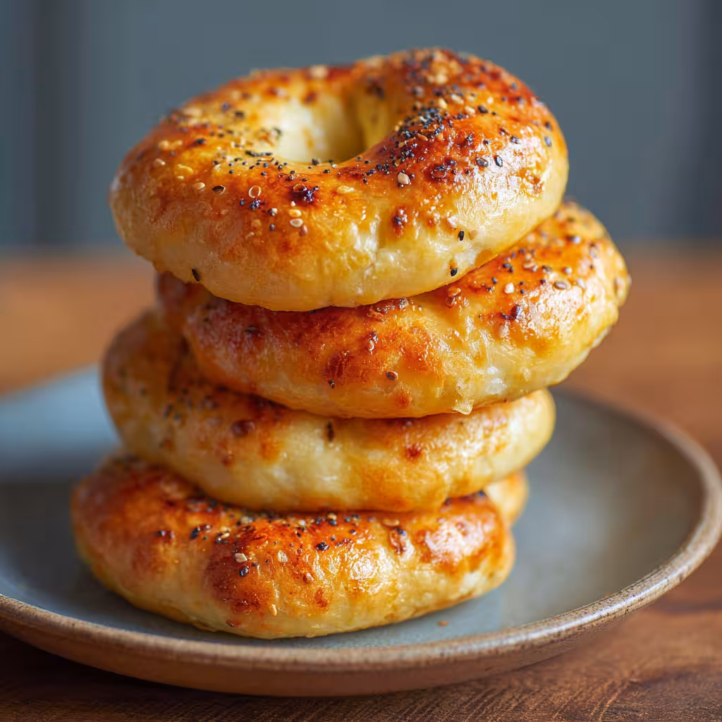 Egg bagel sliced and served with cream cheese and smoked salmon