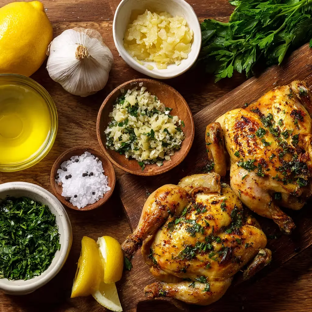 Ingredients for grilled Cornish hens