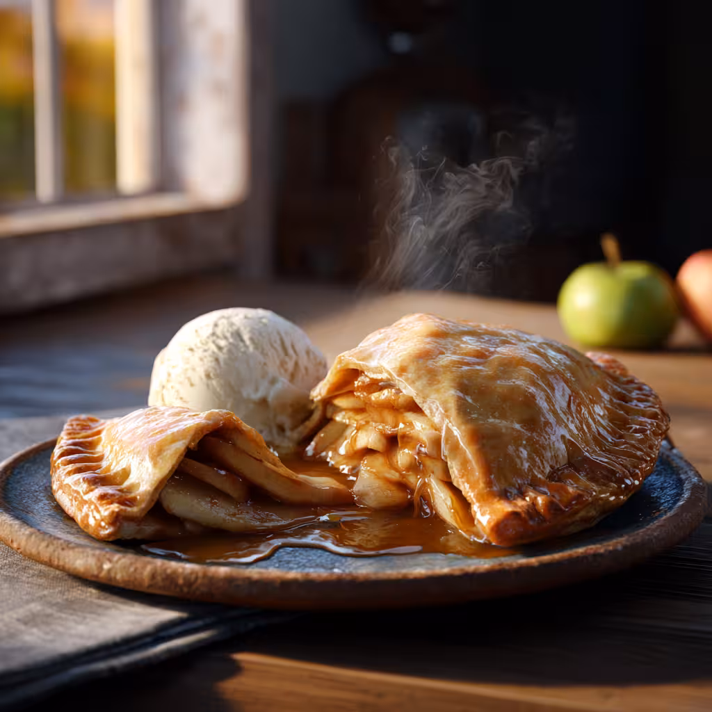 Golden baked apple empanadas cooling on a rack