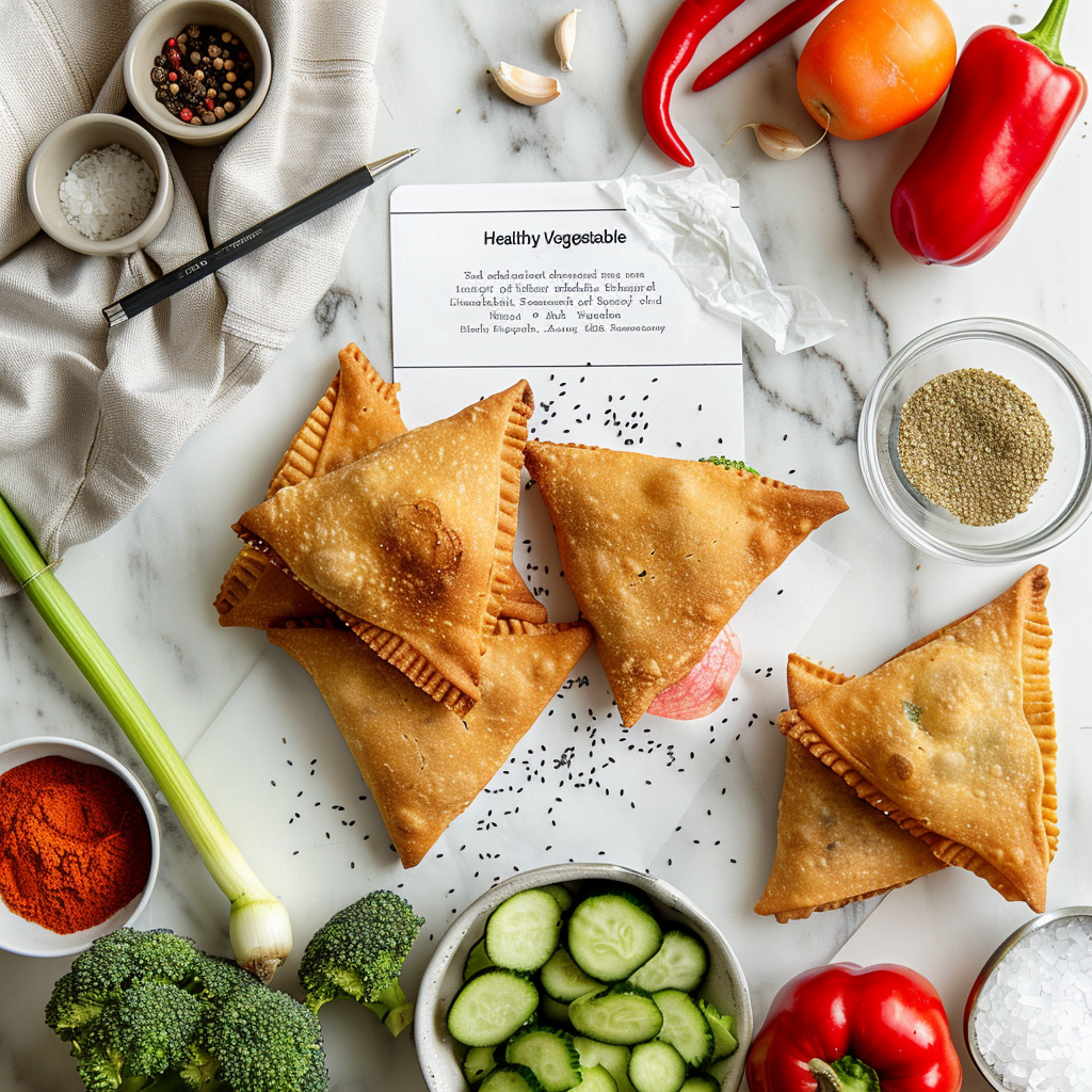 Serving healthy vegetable samosas with chutney