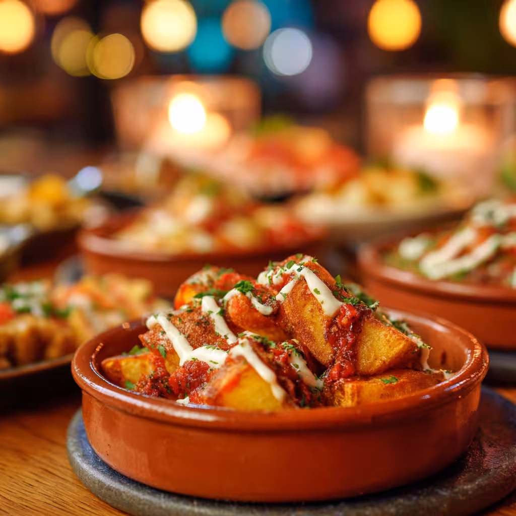 Patatas bravas in cazuela