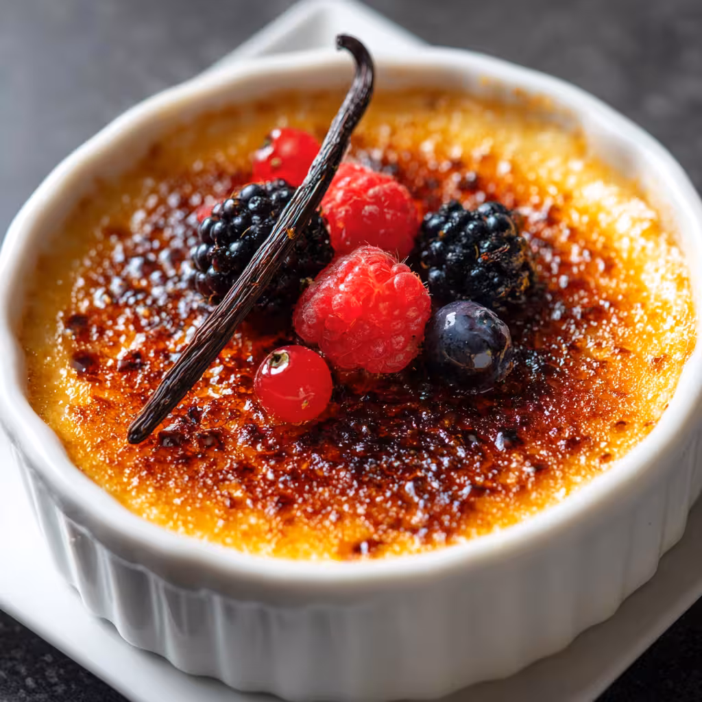 Simple Crème Brûlée with caramel crack