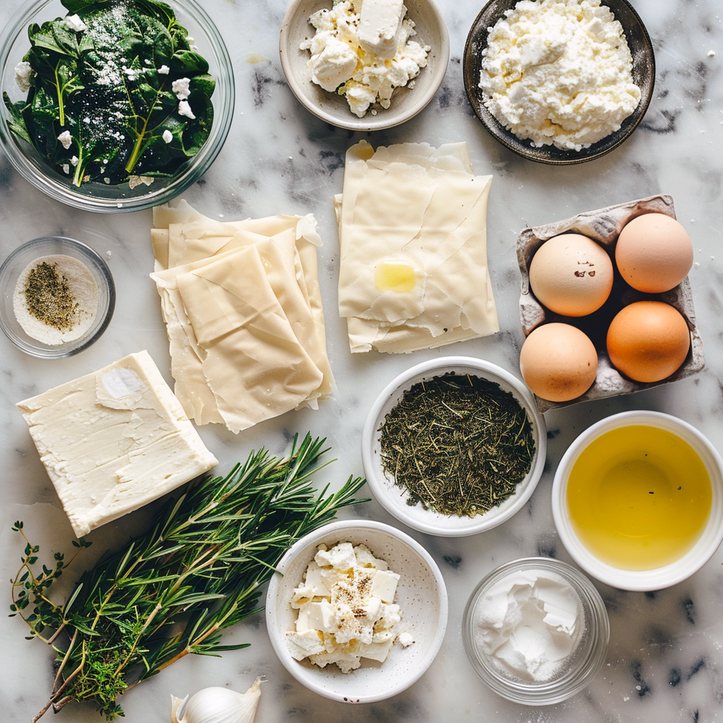 Spanakopita served with tzatziki and Greek salad