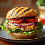 Juicy chicken burger recipe with toasted brioche bun